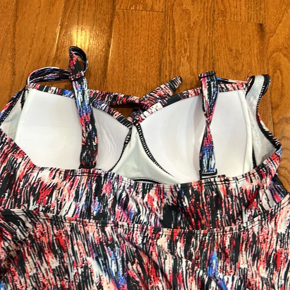 ROSEGAL TANKINI SEIM TOP ASYMMETRIC PRINT PADDED BRAS ADJUSTABLE STRAPS SIZE XXL - Picture 5 of 6